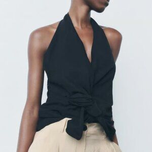 ZARA ZW Collection Halter Crossover Top - Size Small